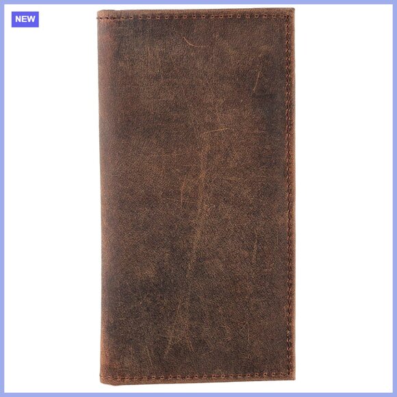 RFID Blocking Genuine Leather Long Bifold Checkbook Wallet